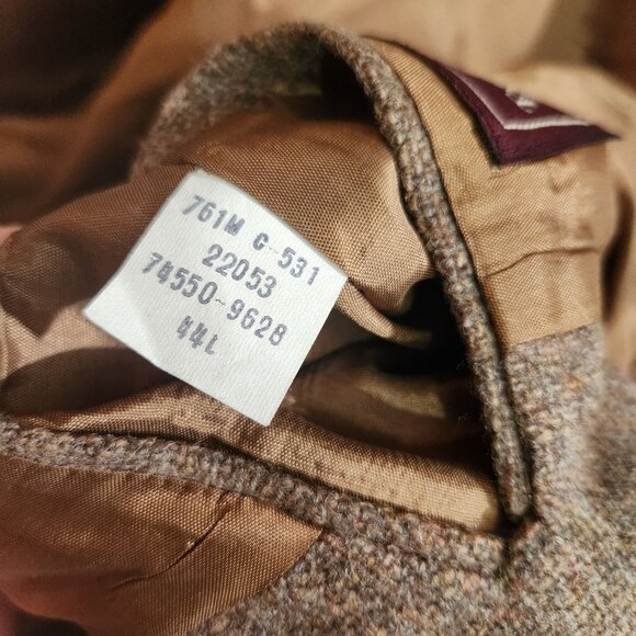 Vintage Tailored Classics Levis Mens 44L Brown Tweed Wool Sports Coat Elbow FLAW - Picture 4 of 13